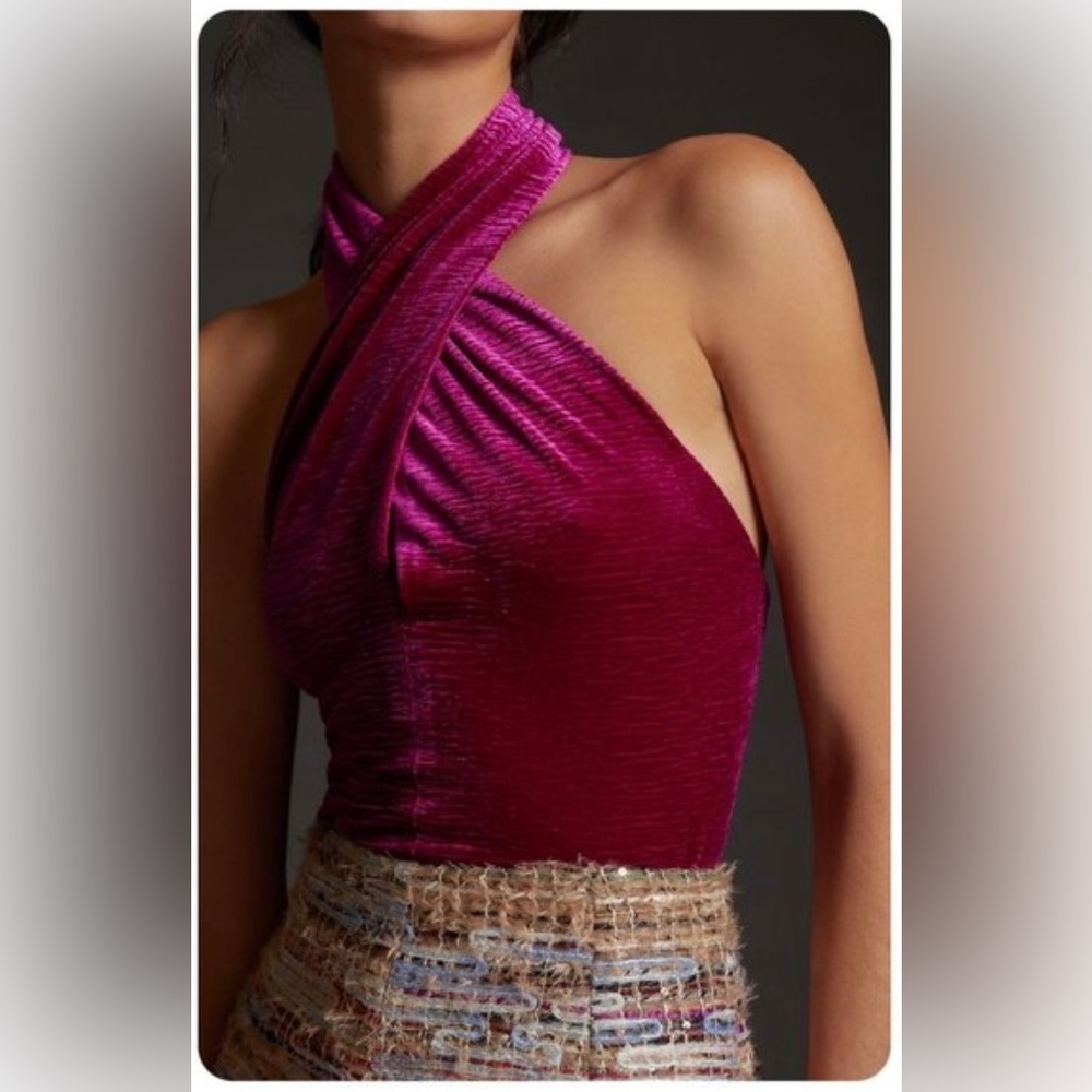 Anthropologie Velvet Halter top.Dolan Left Coast XL NWT